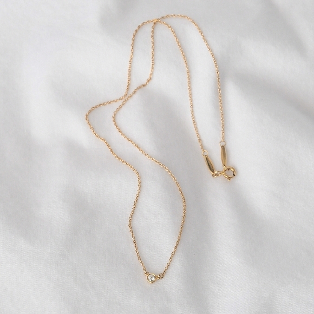 Tiffany & Co. Diamonds by the Yard Single Diamond Pendant 0.14 ctw 18K Gold 750 - Picture 3 of 7